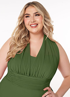 Azazie Fifi At-home Try On Dresses Matcha A-Line Strapless Chiffon Convertible Dress image16