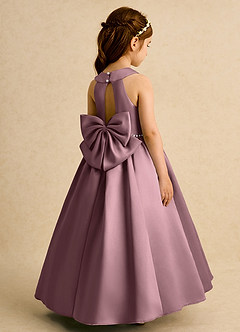 Azazie Daisies Flower Girl Dresses Vintage Mauve Ball-Gown Bow Matte Satin Dress image1