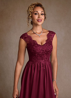 Azazie Amethyst Abiti per la Madre della Sposa Abito A-Line in Pizzo Borgogna image6