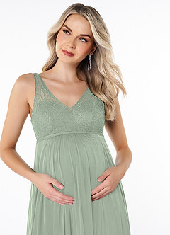 Azazie Andrea Vente Finale Robe A-ligne Plissée Longueur au sol Maille image5