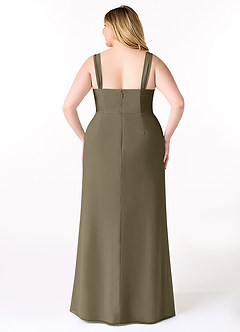 Azazie Denice Bridesmaid Dresses Willow Green Sheath Pleated Chiffon Dress image10