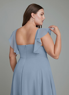 Azazie Leilani Bridesmaid Dresses Dusty Blue A-Line Pleated Chiffon Dress image7