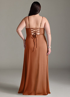 Azazie Marchella Bridesmaid Dresses Copper A-Line Corset Stretch Satin Dress image8