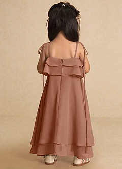 Azazie Temi Flower Girl Dresses Bronzer A-Line Spaghetti Strap Chiffon Dress image9