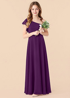 Azazie Arabella Junior Grape A-Line Ruched Chiffon Dress image3