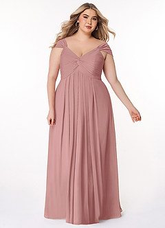 Azazie Kaitlynn Bridesmaid Dresses Dusty Rose Empire Ruched Chiffon Convertible Dress image10