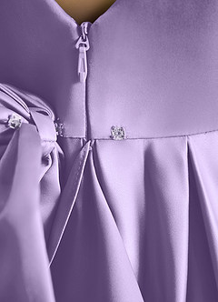 Azazie Lizzie Robe Demoiselle D'honneur Fillette Robe Trapèze en Mat Satiné Plissé Lilas image5