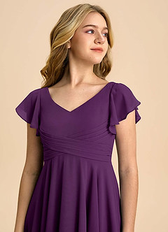 Azazie Caria Junior Grape A-Line Pleated Chiffon Dress image4