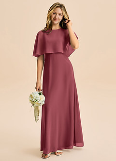 Azazie Maris Junior Robe Trapèze en Mousseline de soie Merlot image1