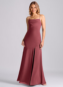 Azazie Grata Bridesmaid Dresses Merlot Mermaid Pleated Chiffon Dress image3