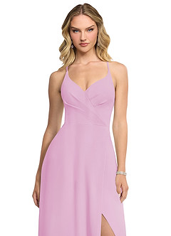 Azazie Davis Abiti da Damigella Abito A-Line in Chiffon con Scollo a V Rosa Confetto image4