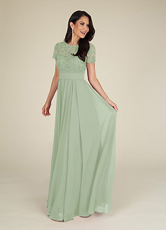 Azazie Annette Mother of the Bride Dresses Dusty Sage A-Line Lace Chiffon Dress image1