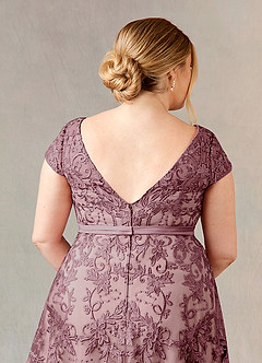 Azazie Sanna Moeder van de bruid jurken A-Lijn Jurk van Tule Scoop kant Vintage Mauve Champagne image12