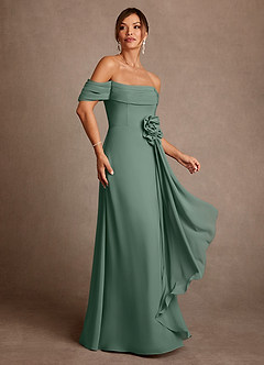 Azazie Amherst vestidos de madre de la novia Vestido de Eucalipto de Gasa de Corte en A con Vestidos sin tirantes image2