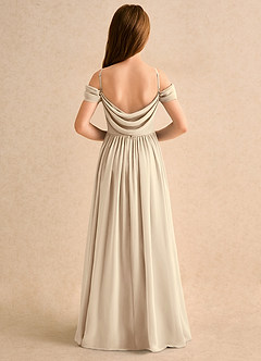 Azazie Shia Girls Formal Robe Demoiselle D'honneur Fillette Robe Trapèze en Mousseline de soie Épaule décolletée Champagne image1