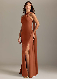 Azazie Kinsley Bridesmaid Dresses Cedar Rose Mermaid Side Slit Stretch Satin Dress image3