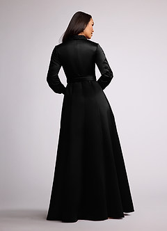 Azazie Ruth Abiti per la Madre della Sposa Abito A-Line in Raso Opaco Pizzo Nero image4