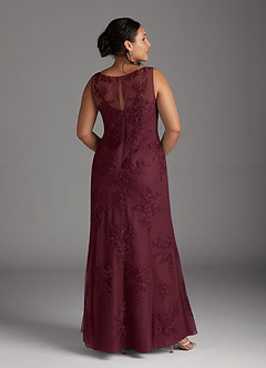 Azazie Whilhelmina Mother of the Bride Dresses Cabernet Mermaid Lace Chiffon Dress image14