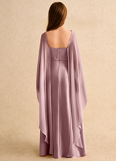 Azazie Fishie Junior Formal Sukienki dla dziewczynek sypiących kwiaty Linia A Matowy satynowy Długość podłogi Sukienka image2