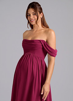 Azazie Saige Brautjungfernkleider für Schwangere A-Linie Plissee Chiffon Bodenlänge Kleid image6