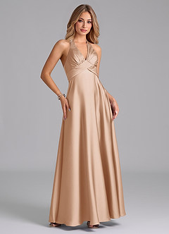Azazie Tessie Bridesmaid Dresses English Rose A-Line Pleated Stretch Satin Dress image5