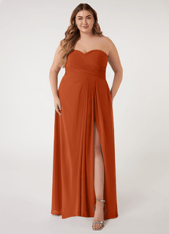 Azazie Arabella Allure Probar vestidos en casa Vestido de Rosa Del Desierto de Gasa de Corte en A Convertible con Escote de Corazón image12
