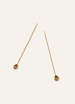 front Crystal Teardrop Threader Earrings