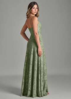 Azazie Amani Bridesmaid Dresses Pistachio A-Line Pleated Floral Burnout Dress image2