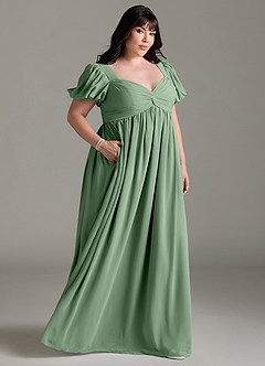 Azazie Madisynn Maternity Bridesmaid Dresses Bow Chiffon Floor-Length Dress image7