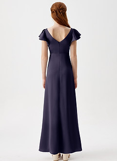 Azazie Omari Junior Stormy A-Line Pleated Stretch Satin Dress image7