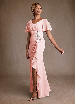 Azazie Suffolk Mother of the Bride Dresses Blushing Pink A-Line Pleated Chiffon Dress image2
