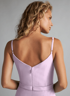 Azazie Summer Jurken voor bruidsmeisjes Jurk van Chiffon met Zeemeermin Schop cowl Frosted Lila image6