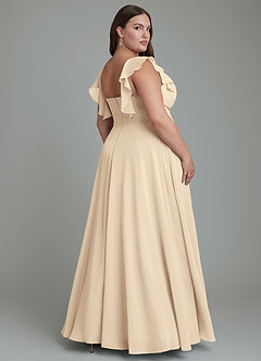 Azazie Leilani Bridesmaid Dresses Champagne A-Line Pleated Chiffon Dress image2