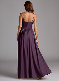 Azazie Calianna Bridesmaid Dresses Plum A-Line Off the Shoulder Stretch Satin Convertible Dress image4