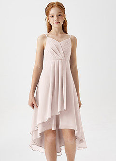 Azazie Mariam Junior Vestido de Pétalo De Rosa de Gasa de Corte En A con Plisado image5