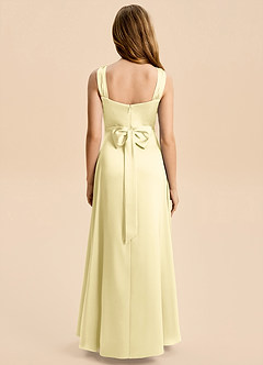 Azazie Kiki Junior Robe Trapèze en Satin extensible Arc Sorbet Citron image2