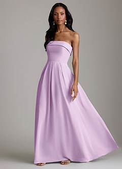 Azazie Lucienne Bridesmaid Dresses Frosted Lilac A-Line Strapless Chiffon Convertible Dress image5