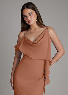 Azazie Yura Bridesmaid Dresses Bronzer Mermaid Off the Shoulder Chiffon Dress image2
