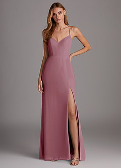 Azazie Manila Brautjungfernkleider Etui V-Hals Chiffon Kleid Vintage Mauve image1