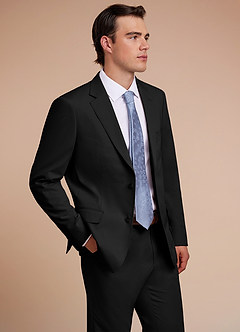 front Carter Black Cotton Linen Blend Suit Jacket