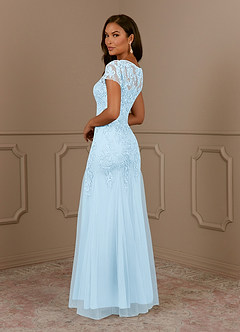 Azazie Laurie Mother of the Bride Dresses Sky Blue Mermaid Scoop Sequins Tulle Dress image5