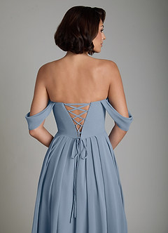 Azazie Loisa Abiti da Damigella Abito Convertibile A-Line in Chiffon Corsetto Blu Polveroso image4