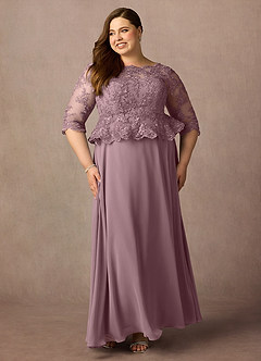 Azazie Averie vestidos de madre de la novia Vestido de Rosa Polvorienta de Gasa de Corte En A con Cuello barco Lentejuelas image10