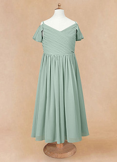 Azazie Chelle Final Sale Agave A-Line Pleated Chiffon Dress image7