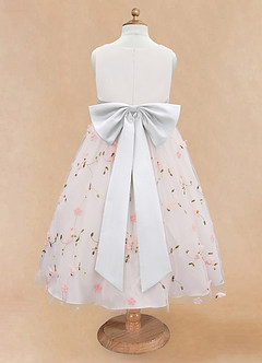 Azazie Pollie Flower Girl Dresses Blushing Pink White A-Line Bow Tulle Dress image12