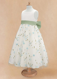 Azazie Pollie Flower Girl Dresses Sky Blue Dusty Sage A-Line Bow Tulle Dress image12