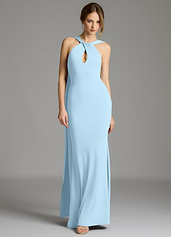 Azazie Sable Klänningar att prova hemma Klä av Sjöjungfru i Premium stretchjersey Plisserad Himmelsblå image6