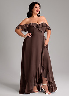 Azazie Lyra Bridesmaid Dresses Ganache A-Line Chiffon Convertible Dress image14