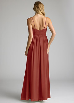 Azazie Alia Bridesmaid Dresses Terracotta A-Line Pleated Chiffon Dress image5