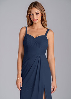 Azazie Micky Brautjungfernkleider A-Linie Herzausschnitt Gittergewebe Kleid Dunkelmarine image7